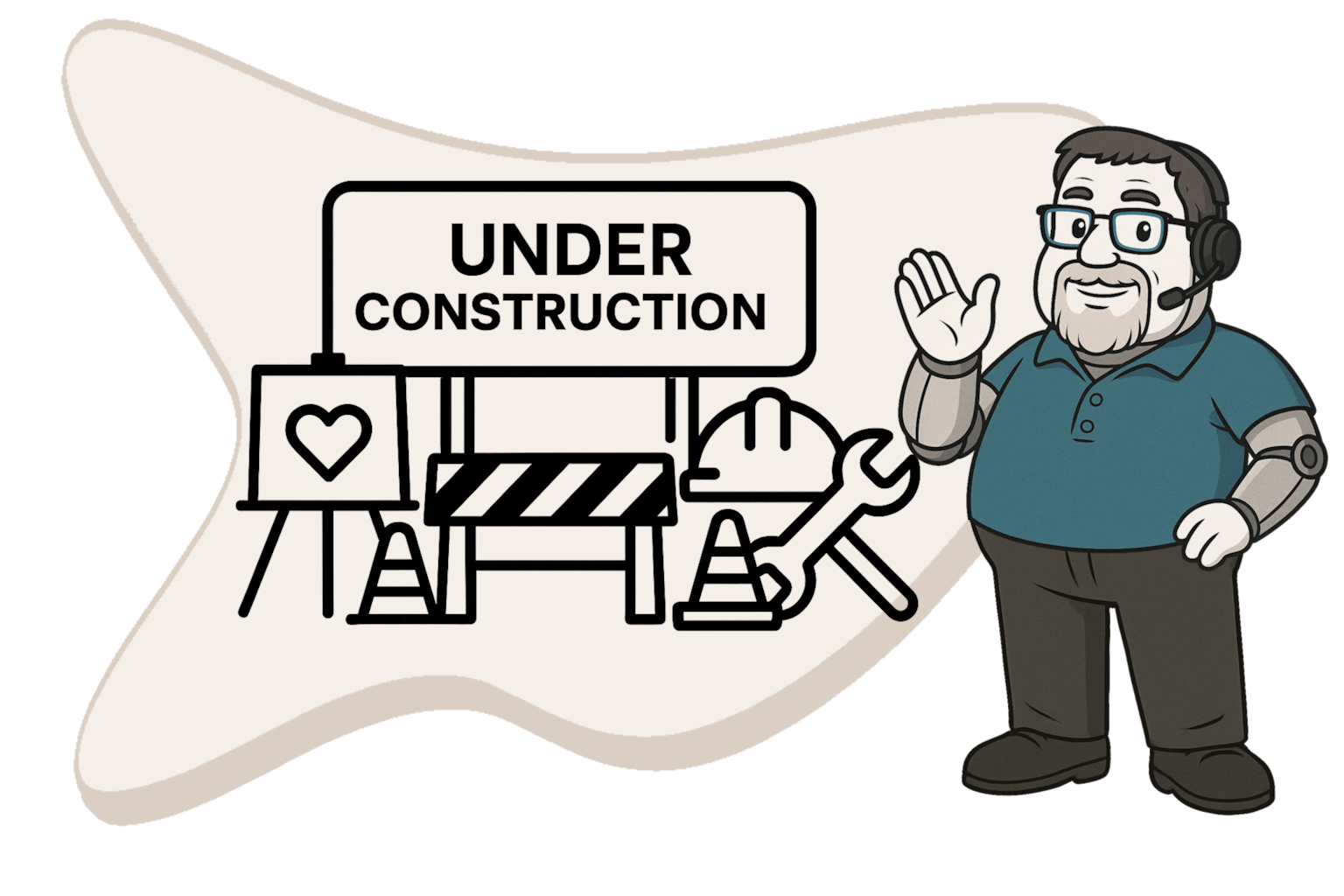 AskJamie™ avatar with construction hat and 'Under Construction' sign